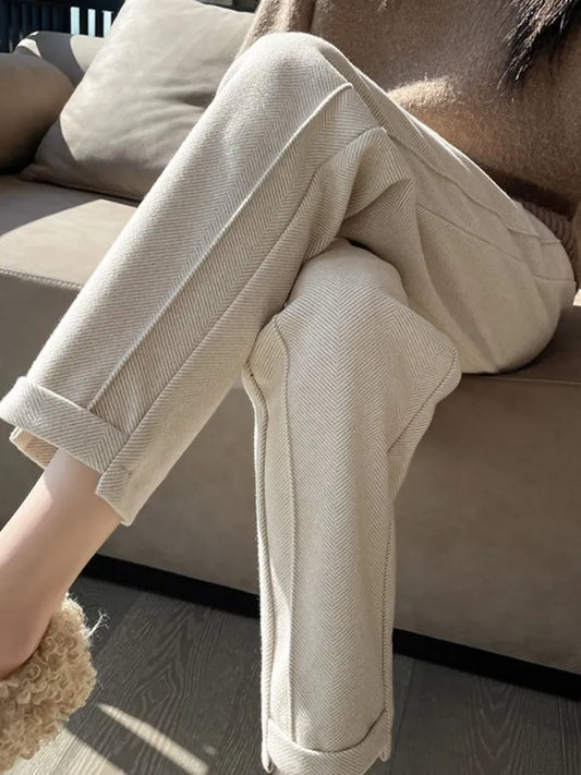 Tweed - Hoge taille wollen pencil broek