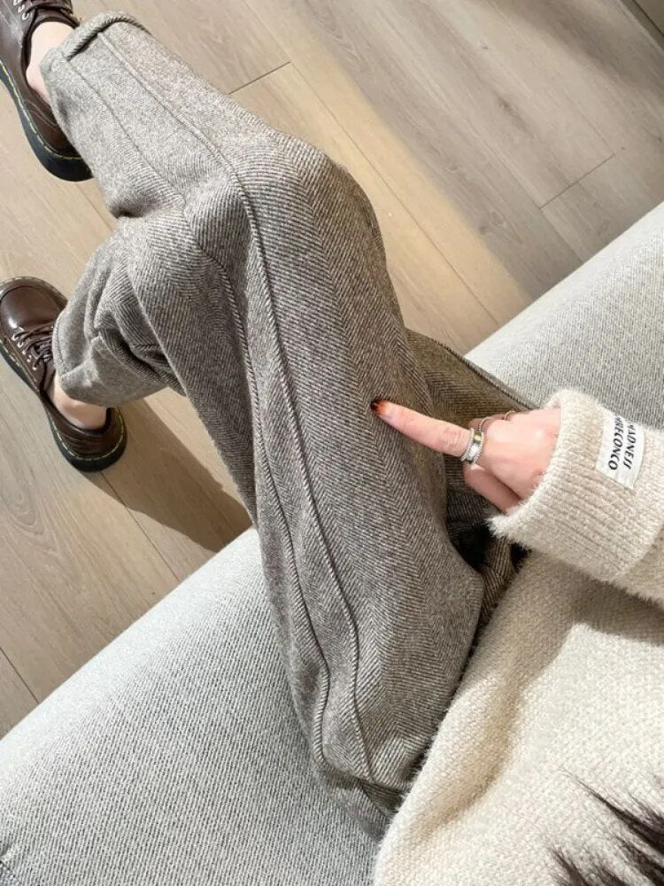Tweed - Hoge taille wollen pencil broek