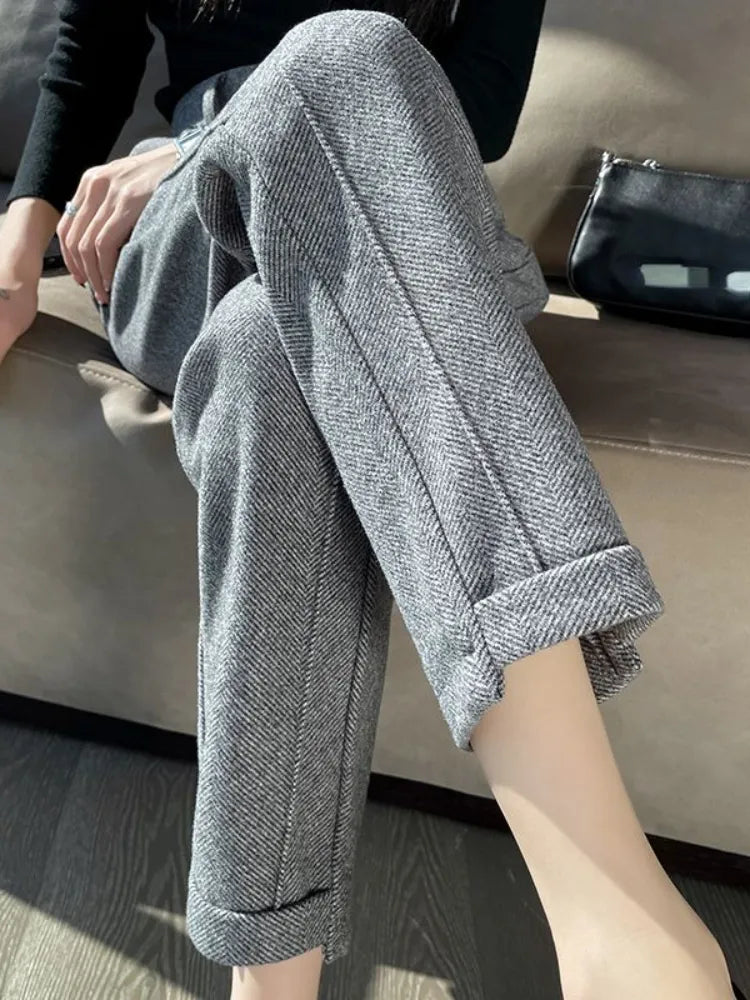 Tweed - Hoge taille wollen pencil broek
