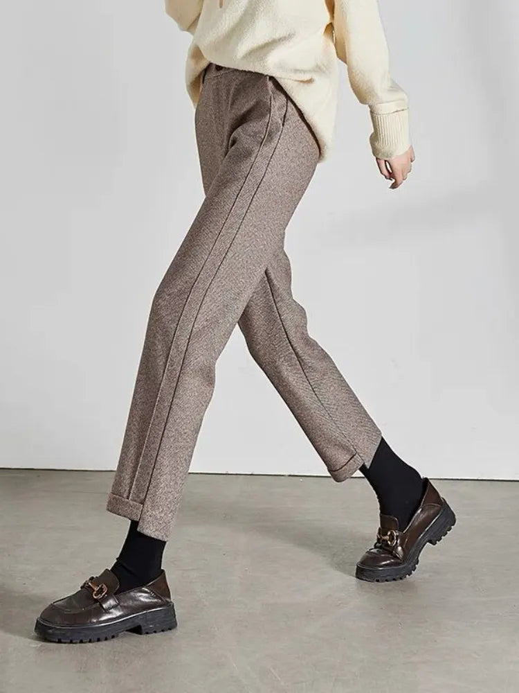 Tweed - Hoge taille wollen pencil broek