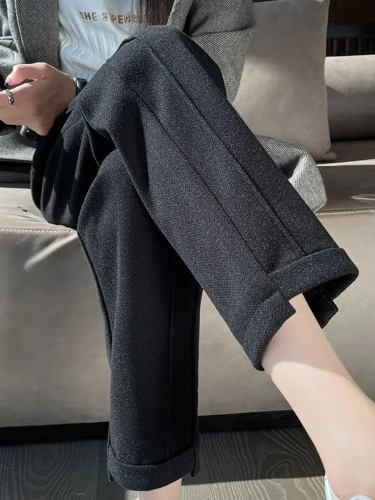 Tweed - Hoge taille wollen pencil broek