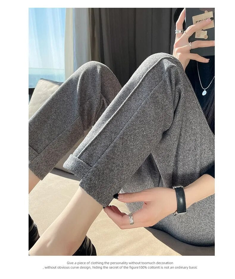Tweed - Hoge taille wollen pencil broek
