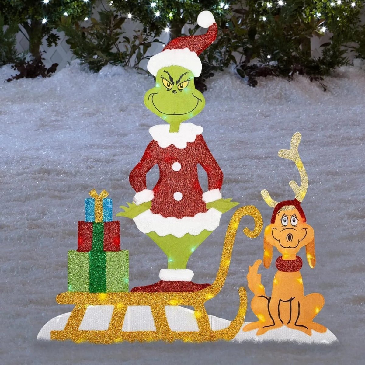 TWINKLON – Feestelijke Grinch Tuindecoratie met LED Verlichting voor Kerstsfeer Buiten
