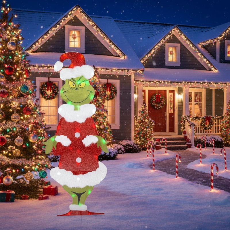 TWINKLON – Feestelijke Grinch Tuindecoratie met LED Verlichting voor Kerstsfeer Buiten