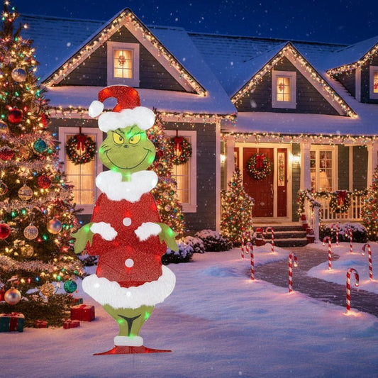 TWINKLON – Feestelijke Grinch Tuindecoratie met LED Verlichting voor Kerstsfeer Buiten