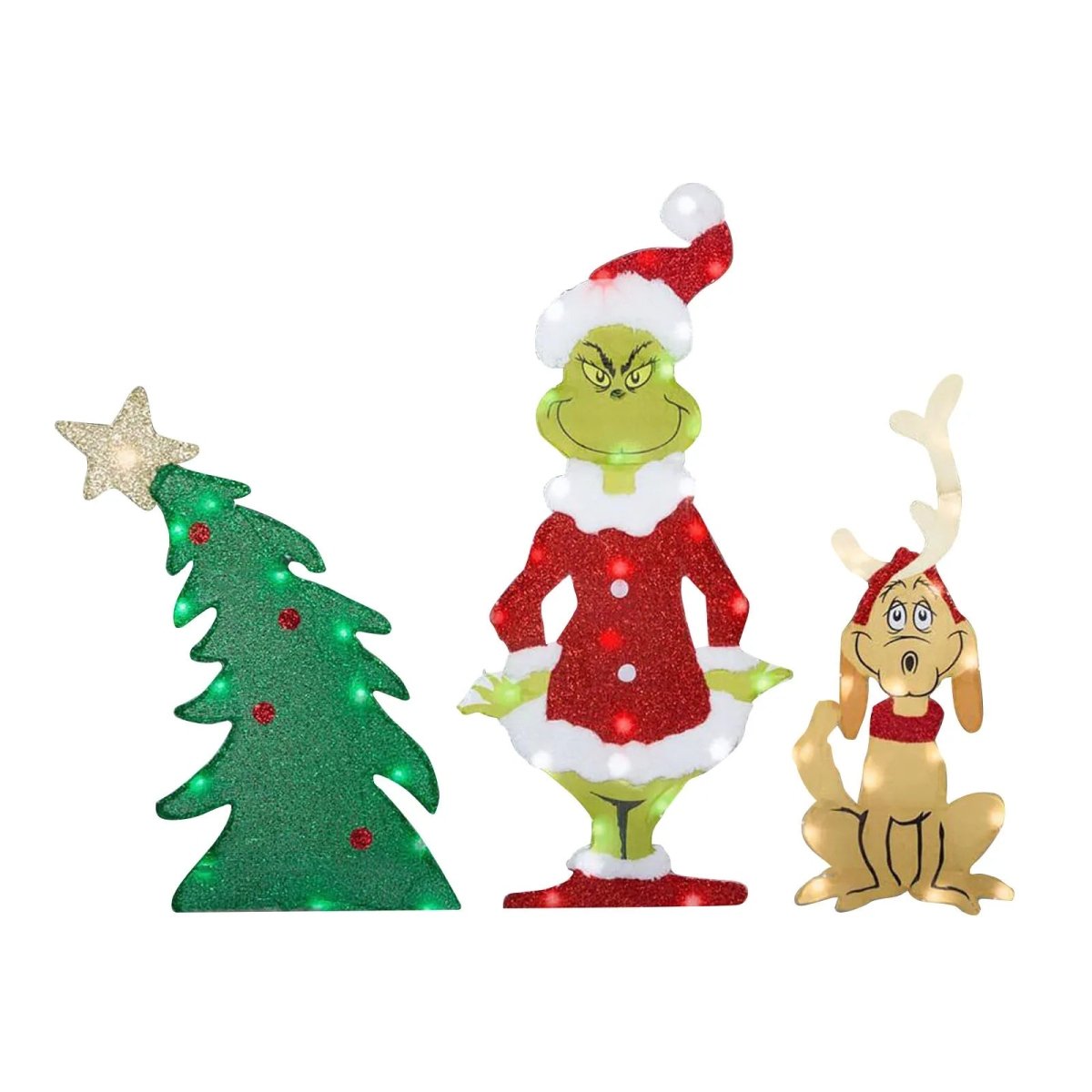 TWINKLON – Feestelijke Grinch Tuindecoratie met LED Verlichting voor Kerstsfeer Buiten