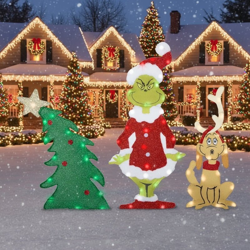 TWINKLON – Feestelijke Grinch Tuindecoratie met LED Verlichting voor Kerstsfeer Buiten