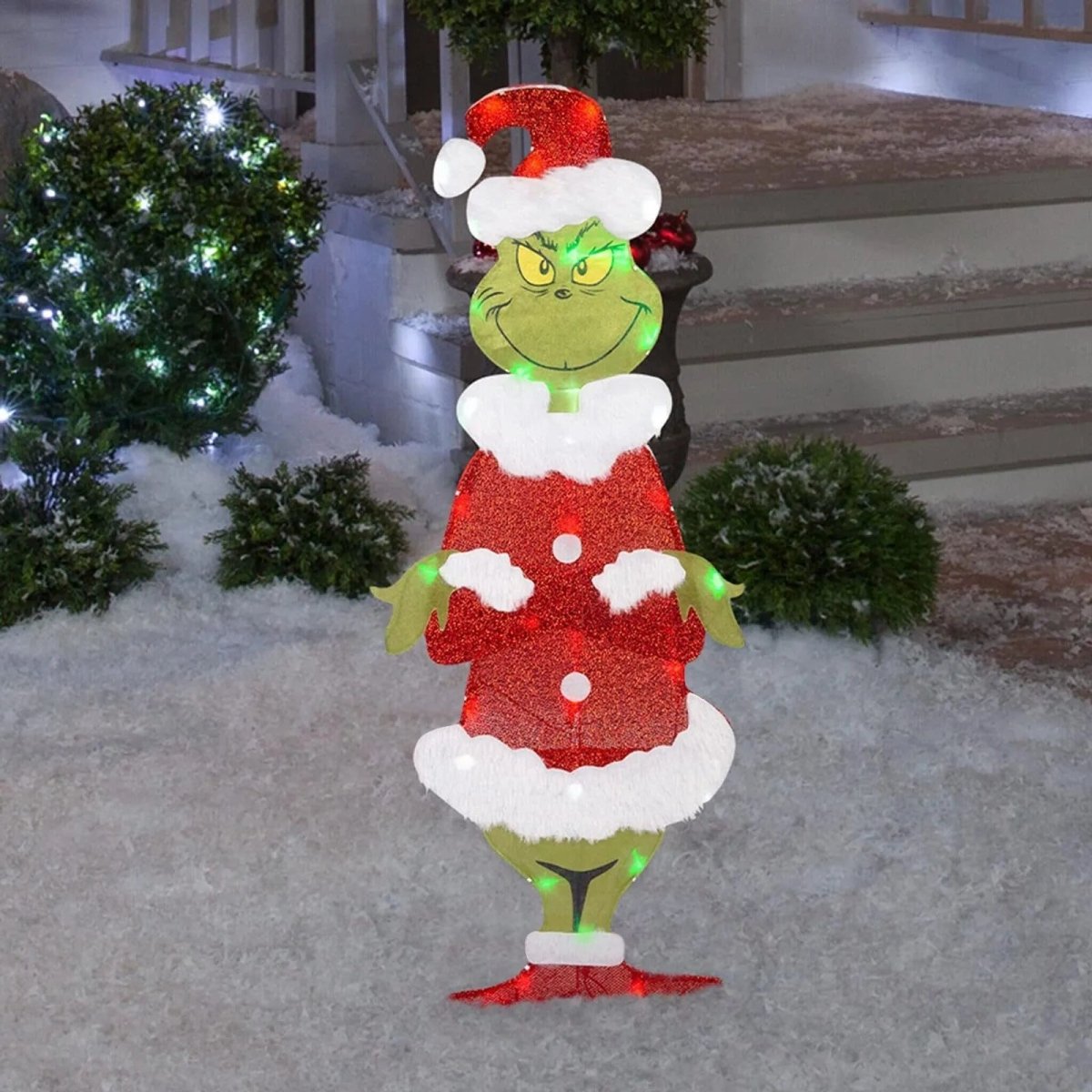 TWINKLON – Feestelijke Grinch Tuindecoratie met LED Verlichting voor Kerstsfeer Buiten