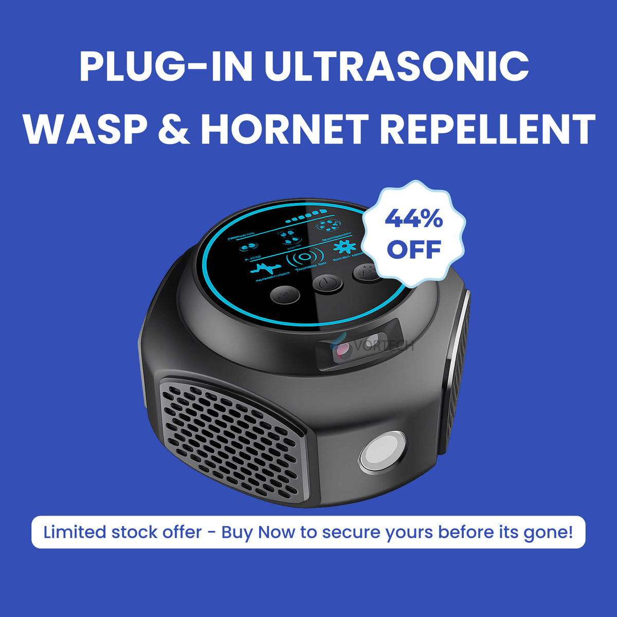 Ultrasone wespen- en hoornaarverjager voor het stopcontact - Zonder chemicaliën - Stille bescherming voor huis, zwembad en terras (bereik tot 300 m²)