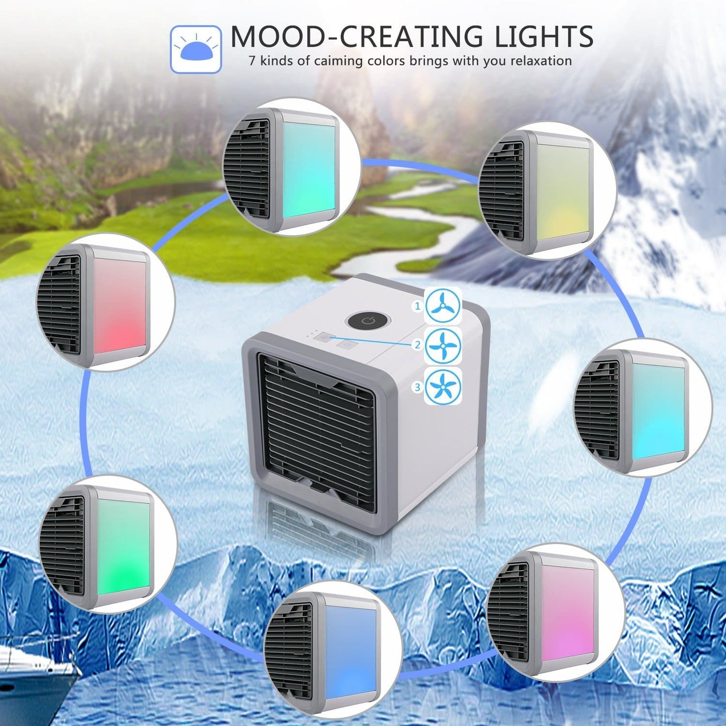 Unisex 3-in-1 Mobiele Airconditioner met Koeler, Luchtbevochtiger, Luchtzuiveraar