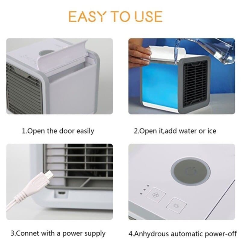 Unisex 3-in-1 Mobiele Airconditioner met Koeler, Luchtbevochtiger, Luchtzuiveraar