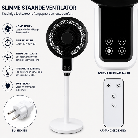 Verstelbare Staande Ventilator met 3D Oscillatie