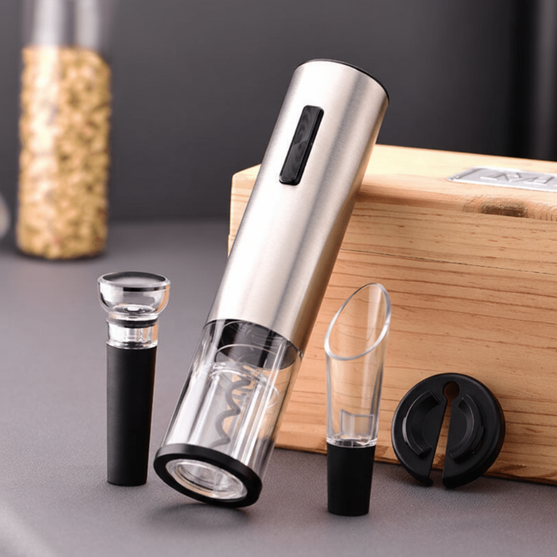 VINOLUX – 4-in-1 Elektrische Wijnopener voor Moeiteloos Openen en Serveren