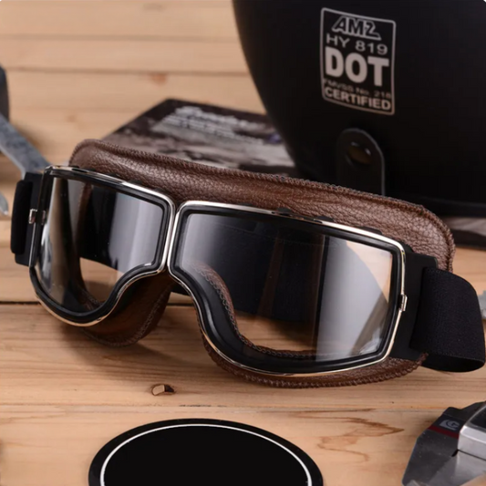 Vintage Leren Motorbril – RiderEdge