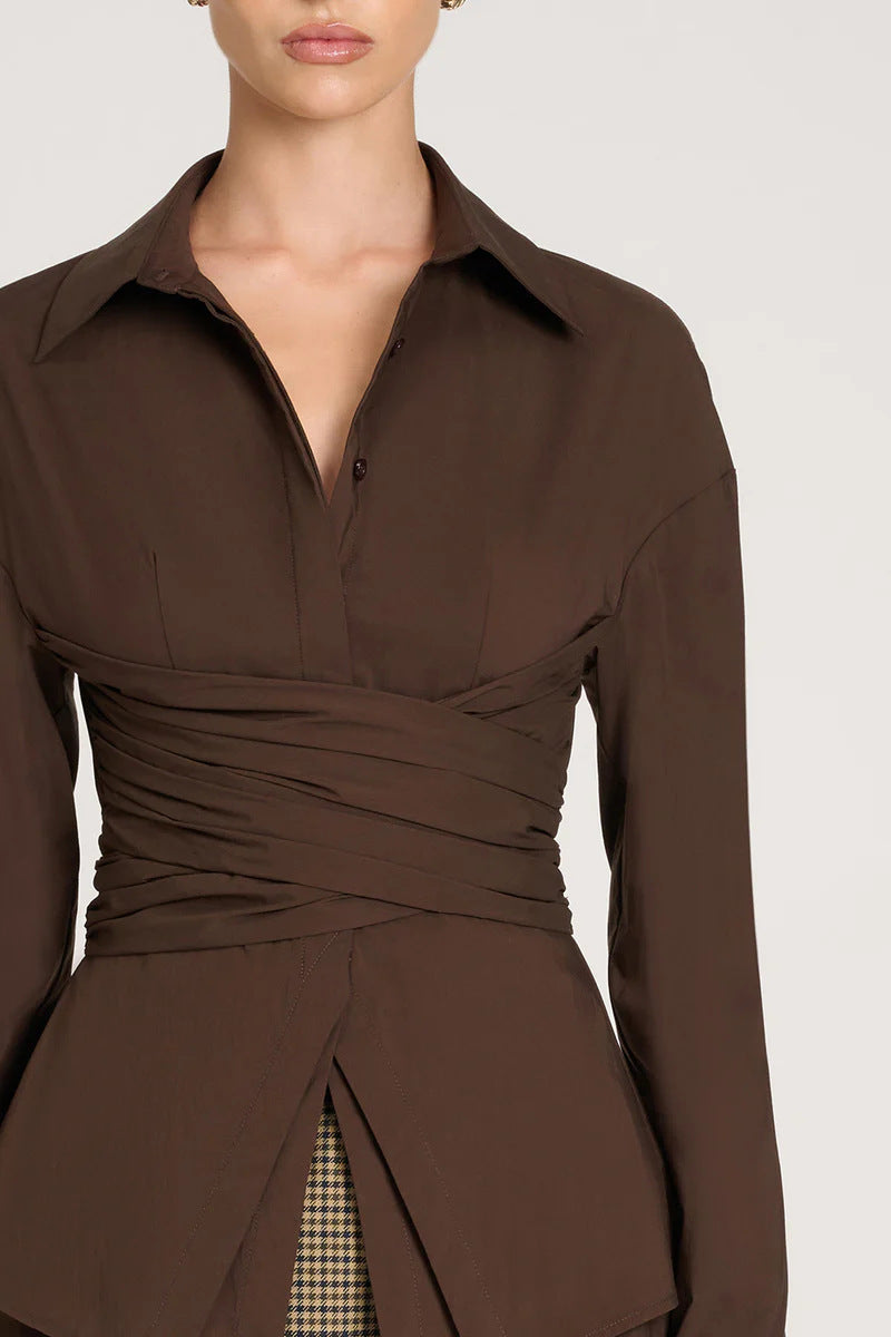 VioraLuxe™ Gedrapeerde Taille Shirt — Vorm Je Taille en Beheers Elke Kamer met Moeiteloze Elegant