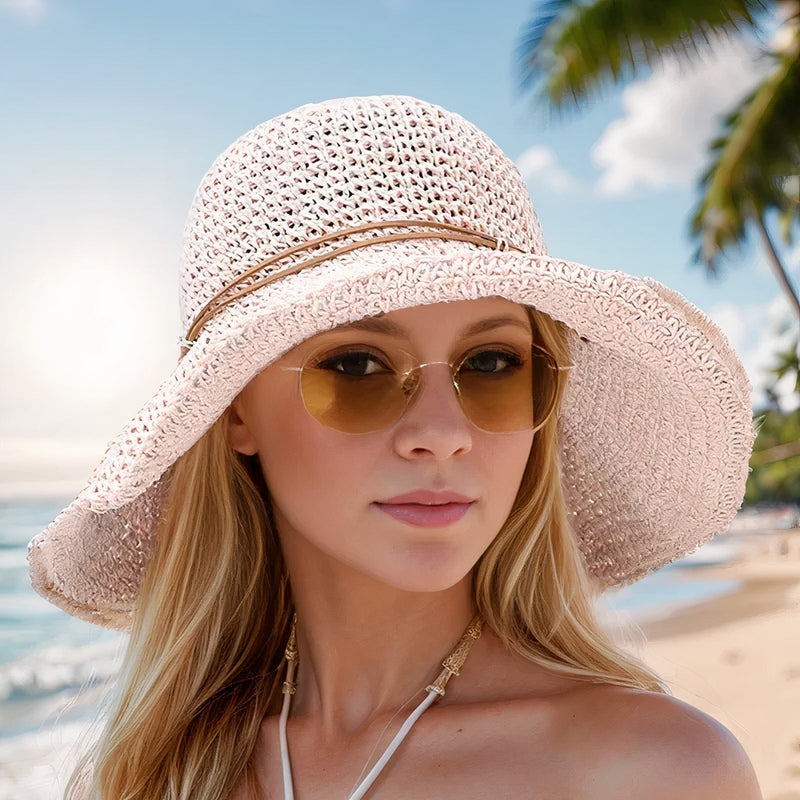 Vrouwen Fedora Vouwbare Zonnehoed met Brede Rand Universeel