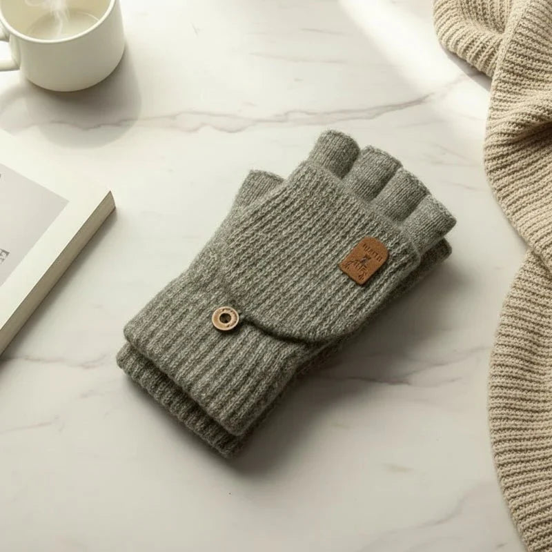 WARMTOUCH – Winter Halvinger Handschoenen met Touchscreen Functie & Zacht Brei Ontwerp