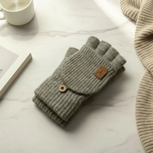 WARMTOUCH – Winter Halvinger Handschoenen met Touchscreen Functie & Zacht Brei Ontwerp