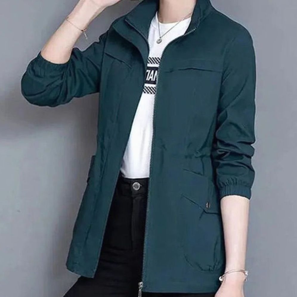 Waterdichte dames-trenchcoat met ritssluiting en relaxte pasvorm
