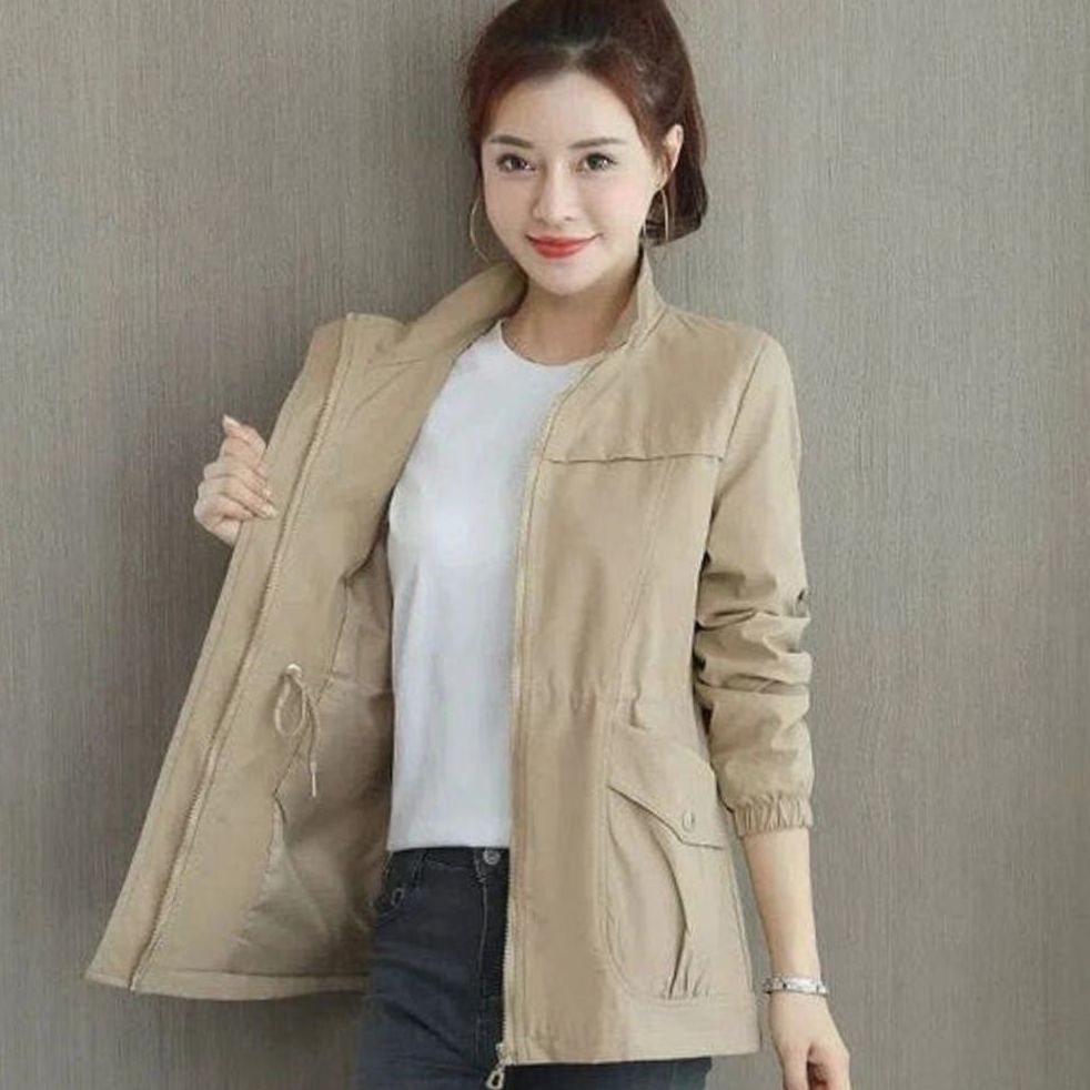 Waterdichte dames-trenchcoat met ritssluiting en relaxte pasvorm