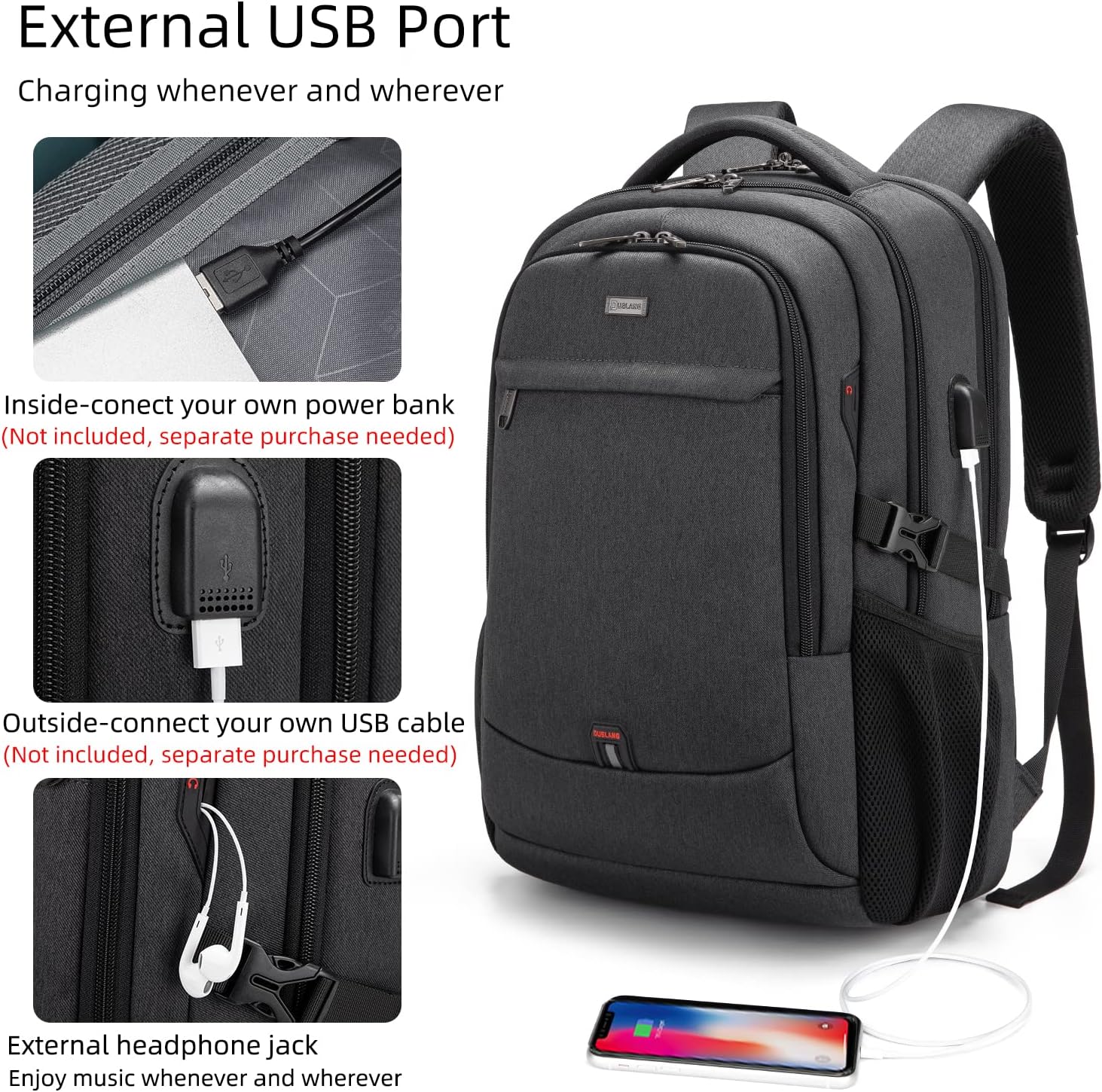 Waterdichte Reis Laptop Rugzak met USB Poort & Georganiseerde Opslag