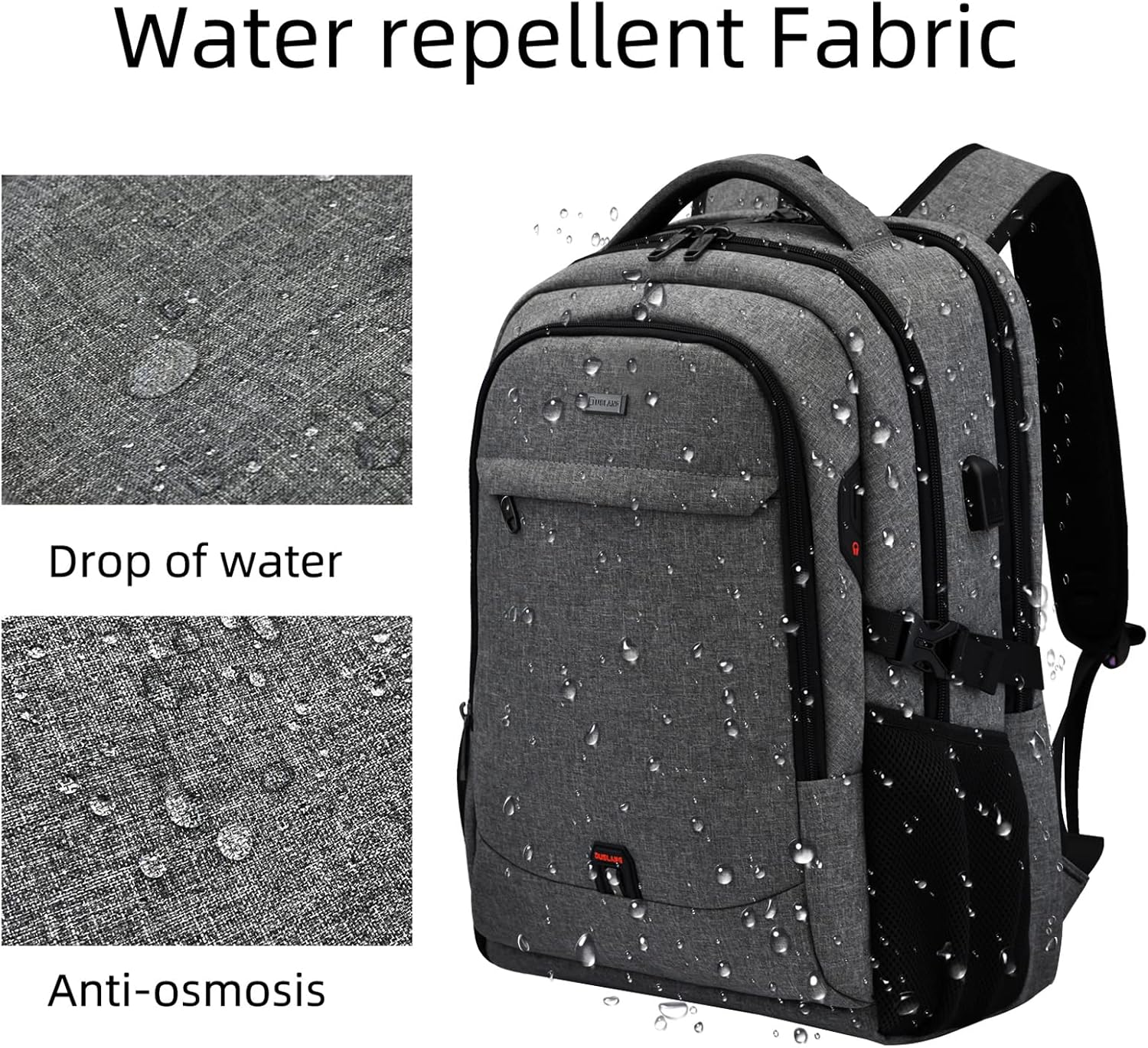 Waterdichte Reis Laptop Rugzak met USB Poort & Georganiseerde Opslag