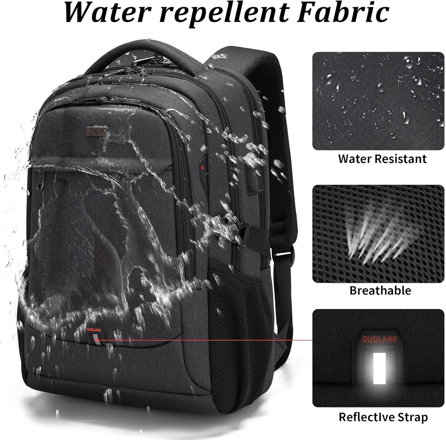 Waterdichte Reis Laptop Rugzak met USB Poort & Georganiseerde Opslag