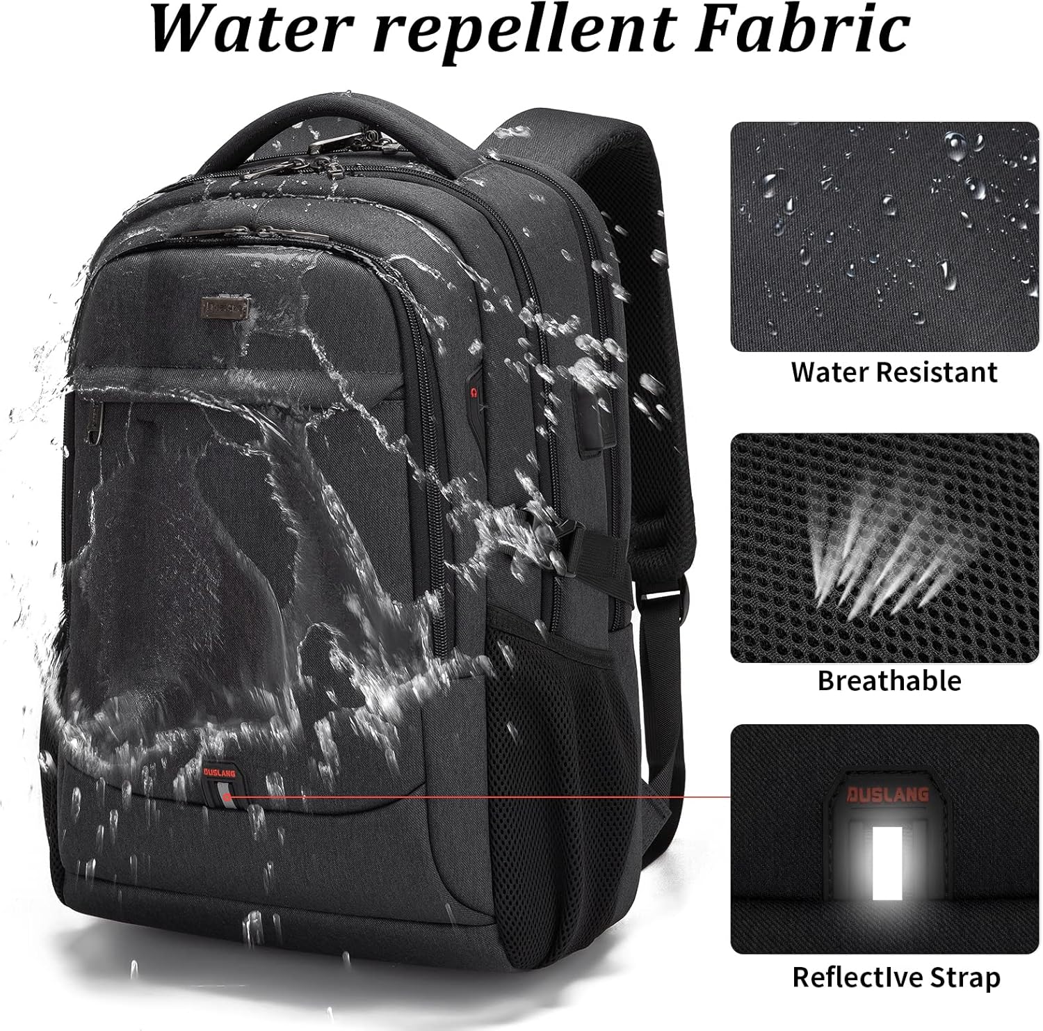 Waterdichte Reis Laptop Rugzak met USB Poort & Georganiseerde Opslag