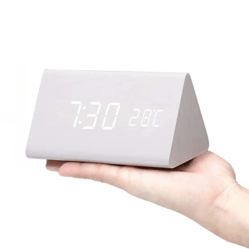 WOODSENSE – LED Houten Klok met Stemcontrole voor Stijlvolle Tijdweergave