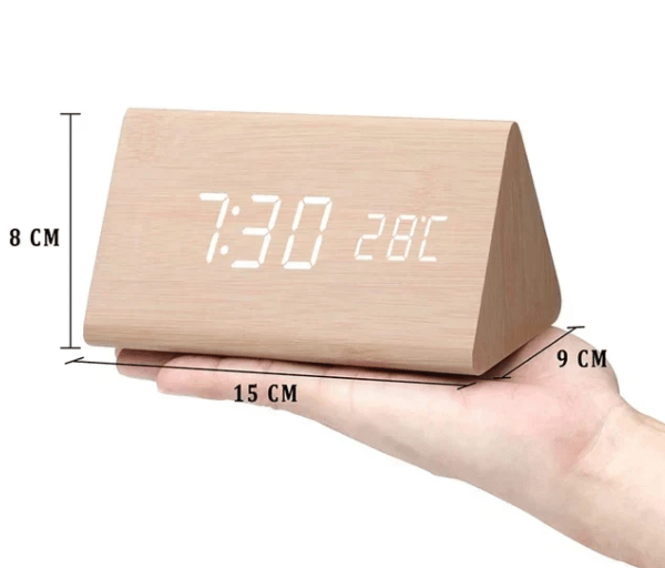 WOODSENSE – LED Houten Klok met Stemcontrole voor Stijlvolle Tijdweergave